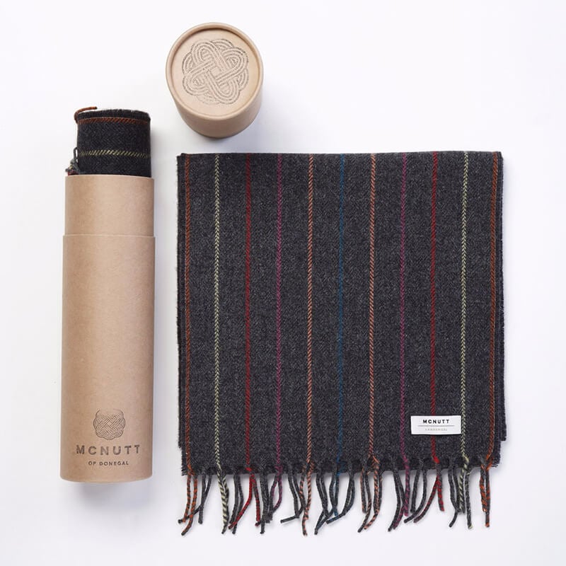 Men's Charcoal Rainbow Lambswool Scarf