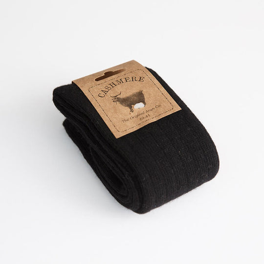 Cashmere Blend Mens Socks- Black