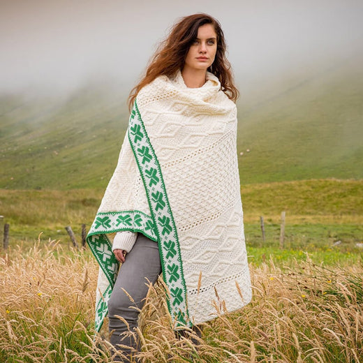Irish Home Decor - Aran Shamrock Blanket