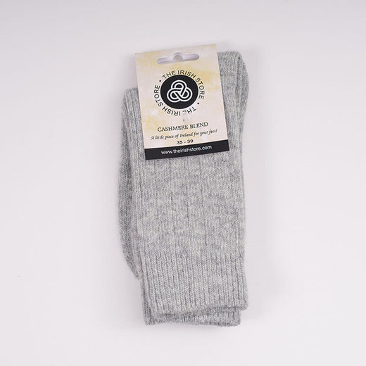 Cashmere Blend Womens Socks- Light Grey