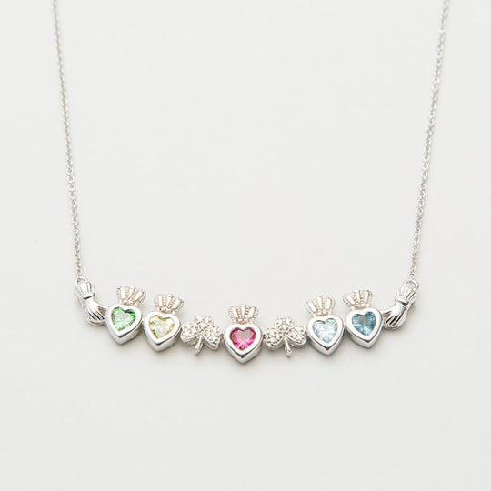Personalized Mothers Shamrock Pendant Five Birthstones