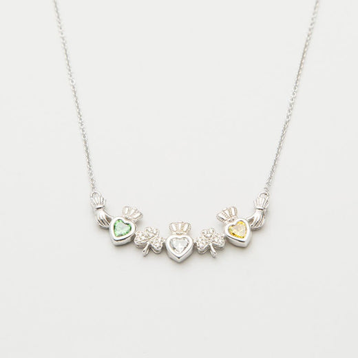 Personalized Mothers Shamrock Pendant Three Birthstones