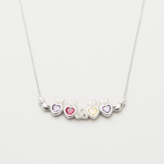Personalized Mothers Trinity Knot Pendant Four Birthstones