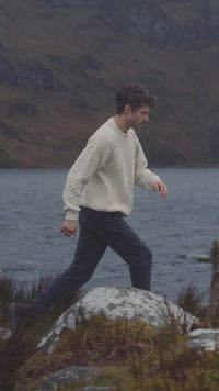 Men's Traditional Crew Neck Aran Sweater