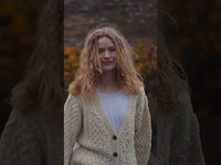 Women's Classic Aran Boyfriend Button-Front Cardigan