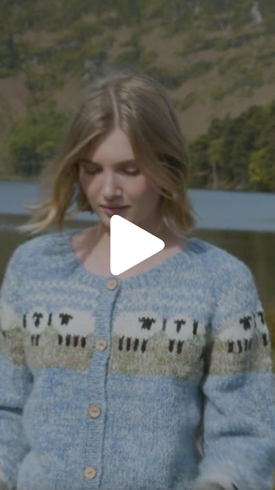 Video from The Irish Store showing the Women’s Mohair Sheep Cardigan Sweater worn near a lake in the Irish countryside.