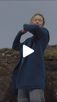 Womens Signature Hooded Aran Waterfall Cardigan