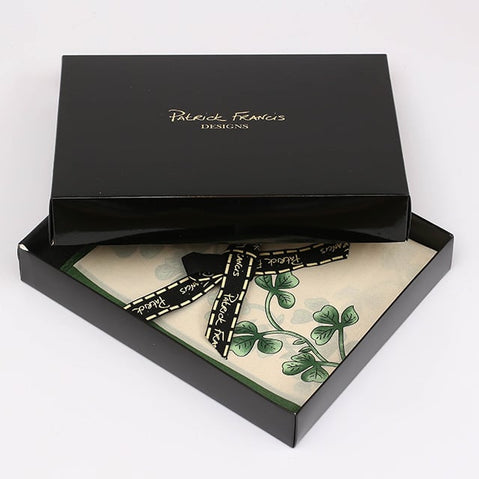 Cream & Green Shamrock Silk Scarf