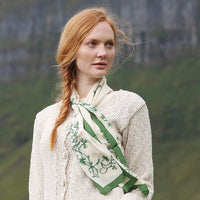 Cream & Green Shamrock Silk Scarf