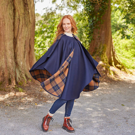Navy Knee Length Irish Walking Cape