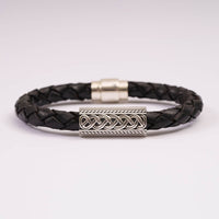 Silver & Leather Celtic Knot Bracelet