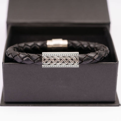 Silver & Leather Celtic Knot Bracelet