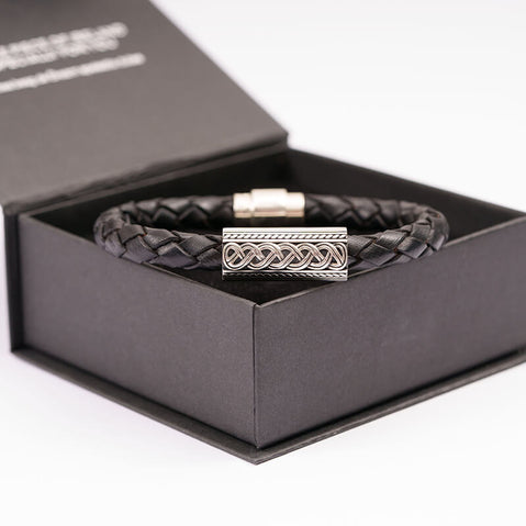 Silver & Leather Celtic Knot Bracelet