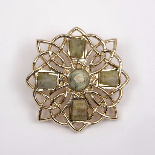 Connemara Marble Cross Brooch