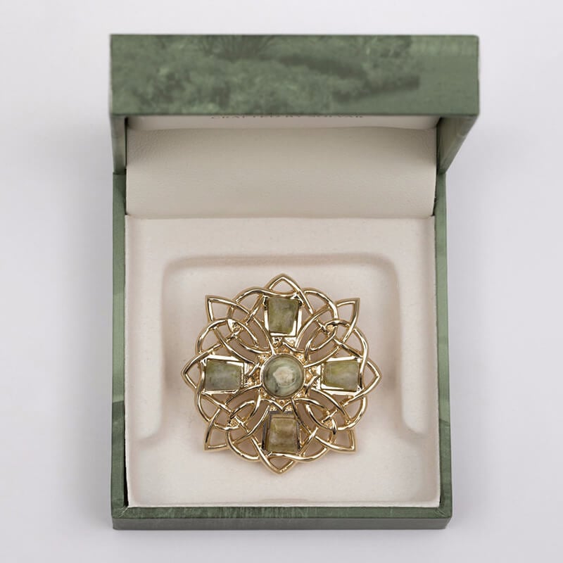 CONNEMARA MARBLE ブローチ Connemara Marble Cross Brooch - The Irish Store