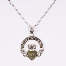 Connemara Marble Claddagh Drop Earrings & Pendant