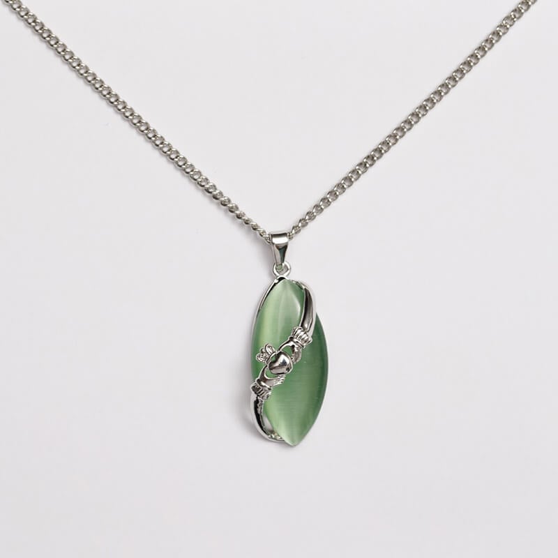 Claddagh Cat's Eye Drop Pendant