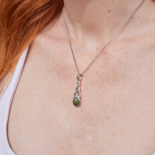 Connemara Marble Trinity Knot Drop Pendant