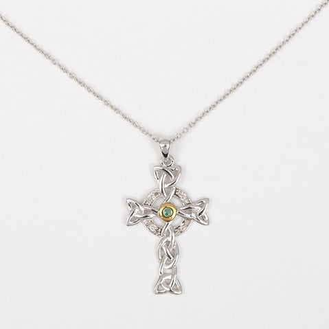 Diamond & Emerald Celtic Cross Pendant