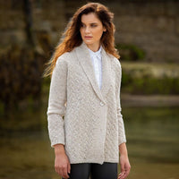 Womens Adare One Button Aran Cardigan