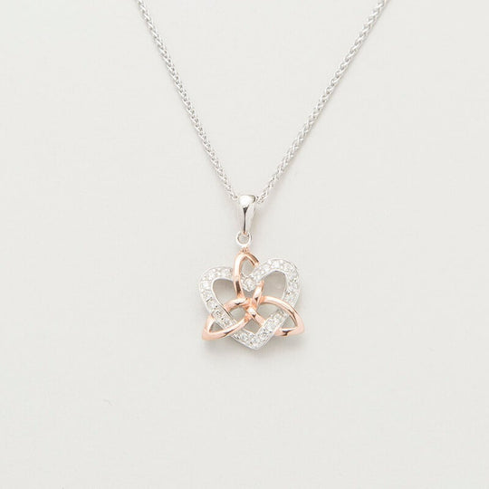 Trinity Knot Heart Pendant Silver Gold Plated