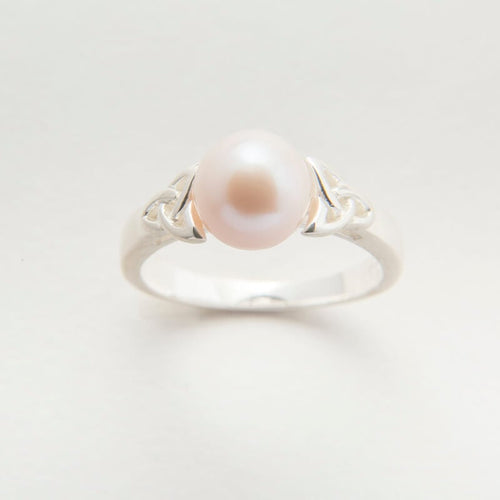 Sterling Silver Trinity Knot Pearl Ring