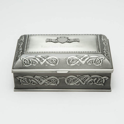 Personalized Mullingar Pewter Jewelry Box Large