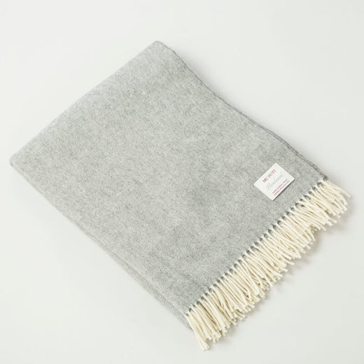 McNutt Gray Lambswool Irish Blanket