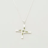 Silver Connemara Marble Brigids Cross Pendant