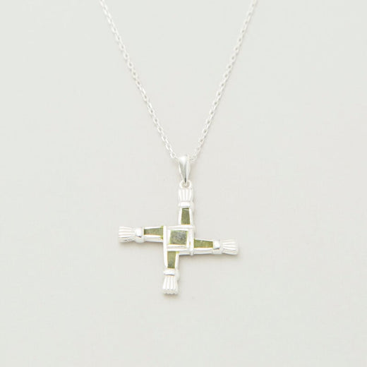 Silver Connemara Marble Brigids Cross Pendant