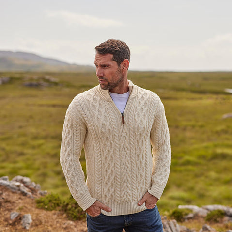 Men's Signature Half Zip Irish Wool Sweater