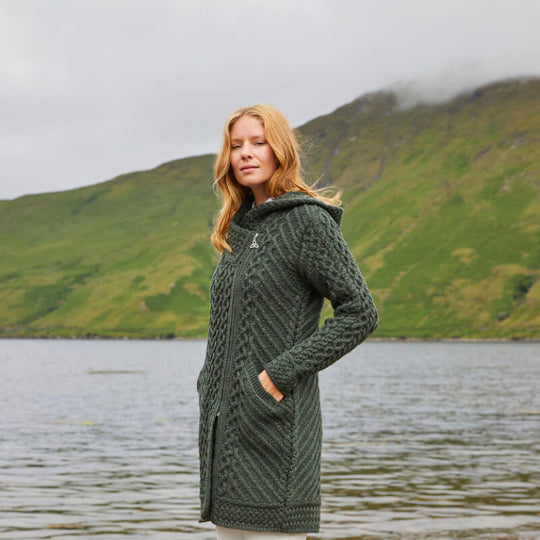 Women's Heritage Aran Hooded Zipper Coat