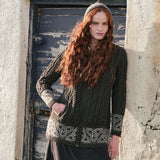 Women's Celtic Knot Hooded Aran Sweater Cardigan