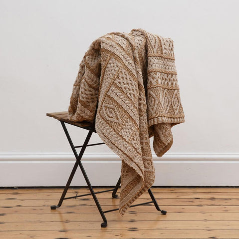 Irish Home Decor - Celtic Two Tone Aran Throw Blanket