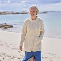 Women's Hooded Aran Zipper Classic Coat