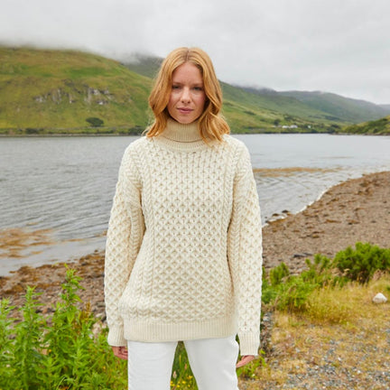 Women's Signature Fisherman Turtleneck Wool Sweater