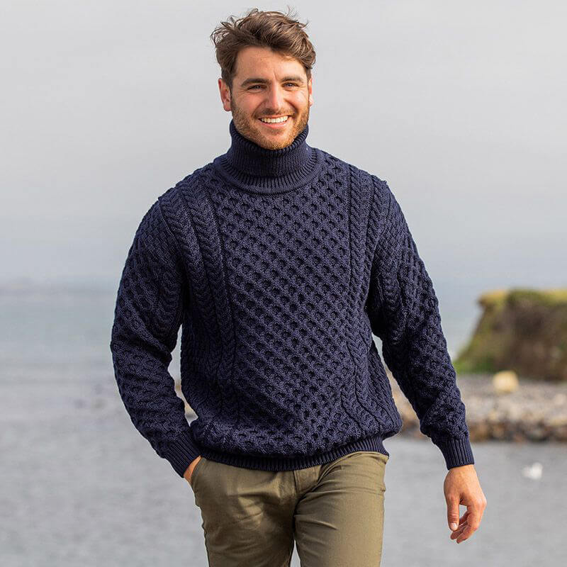 Men's Signature Fisherman Turtleneck Wool Sweater