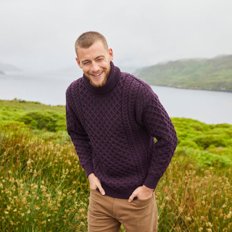 Men's Signature Fisherman Turtleneck Wool Sweater