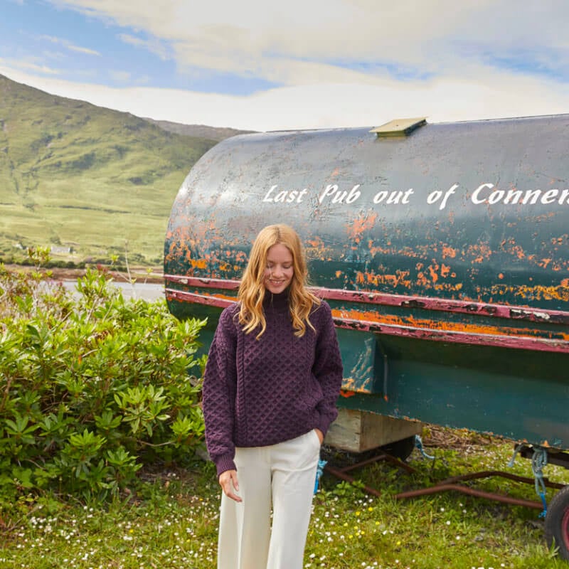 Women's Signature Fisherman Turtleneck Wool Sweater