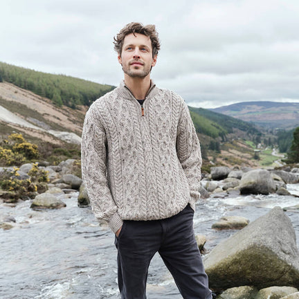 Men's Signature Half Zip Irish Wool Sweater