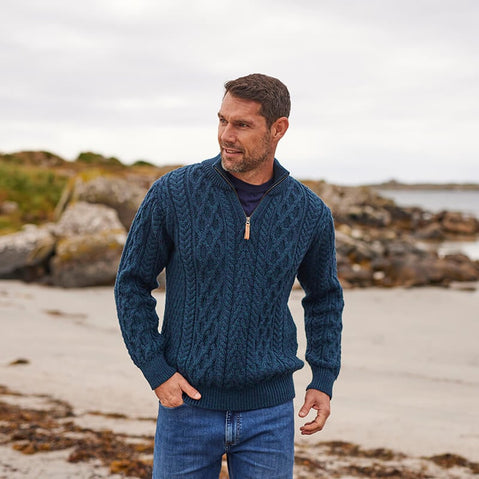 Men's Signature Half Zip Irish Wool Sweater
