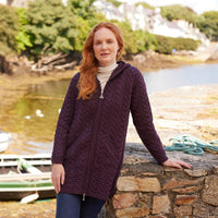 Women's Hooded Aran Zipper Classic Coat