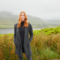 Womens Signature Hooded Aran Waterfall Cardigan