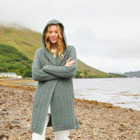 Womens Signature Hooded Aran Waterfall Cardigan