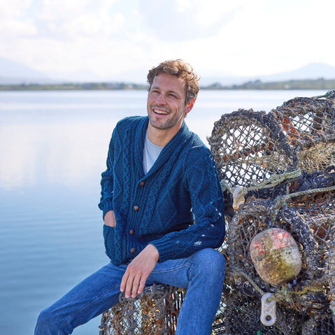 Men's Heritage Aran Shawl Collar Button Cardigan