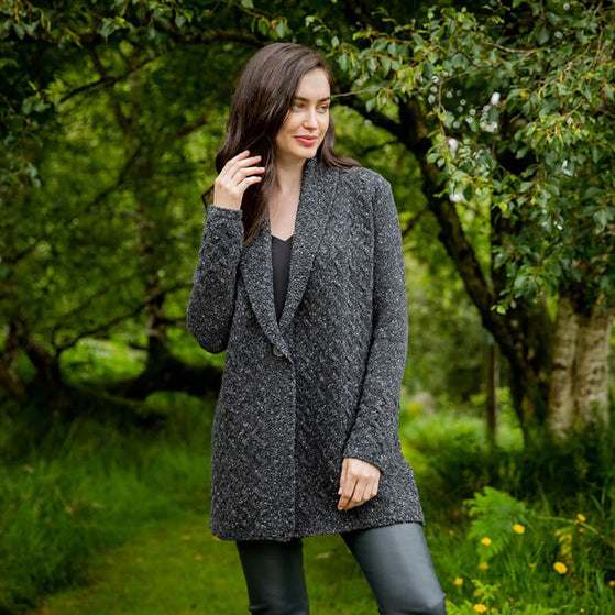 Womens Adare One Button Aran Cardigan