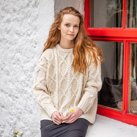 Womens Clifden Aran Sweater by Paul Costelloe