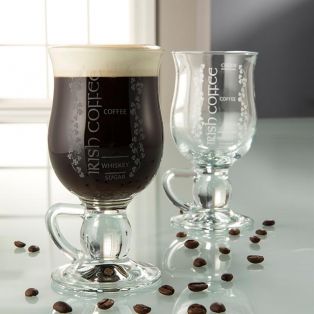 Galway Crystal Pair Of Irish Coffee Recipe Glasses 