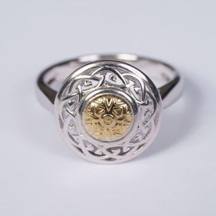 Celtic Knot Ring with 18K Gold Bead