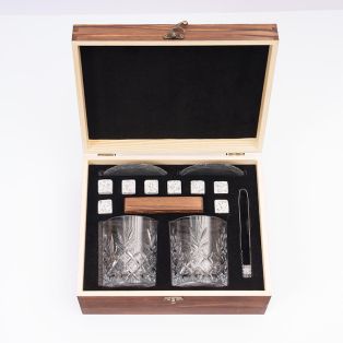 Galway Crystal Renmore Wooden Whiskey Gift Set 